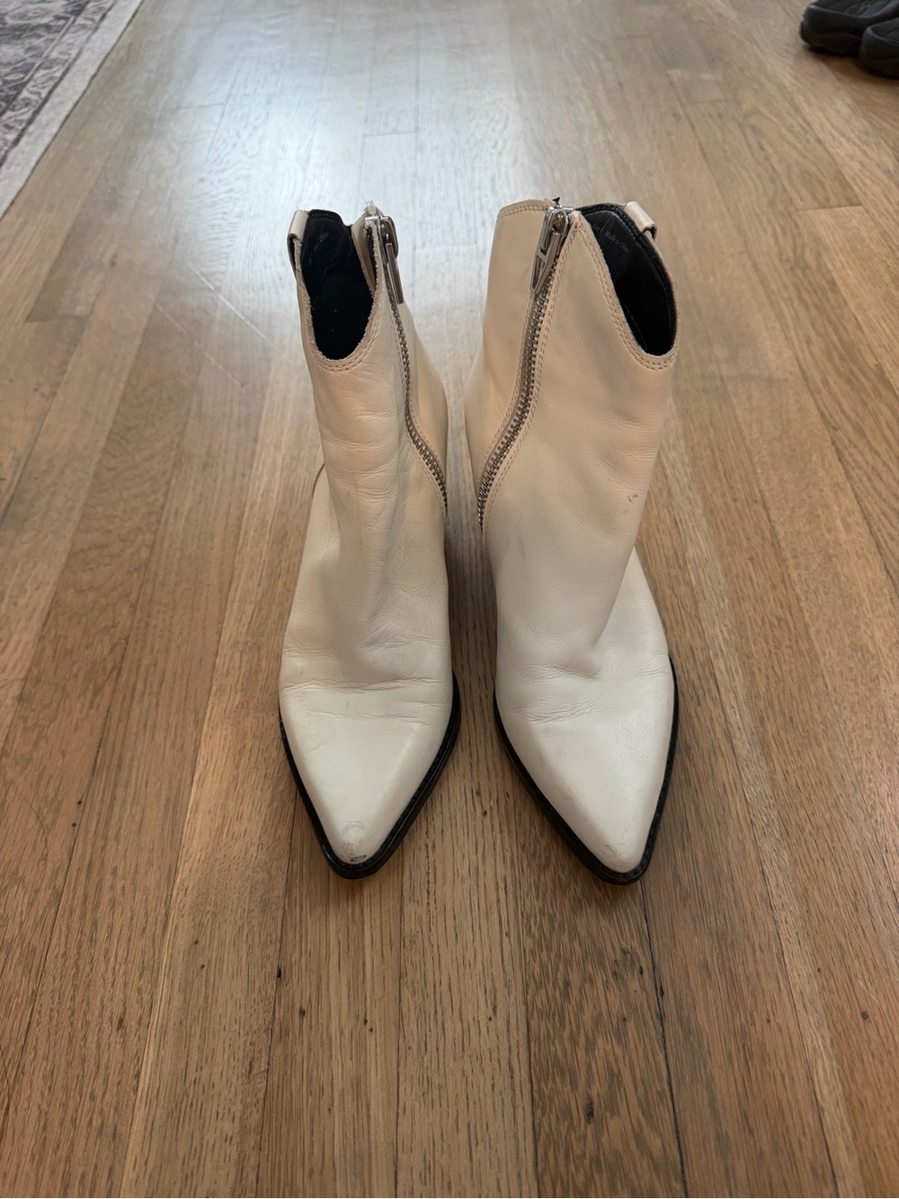 Dolce Vita Cream Pointed Toe Zip Ankle Booties